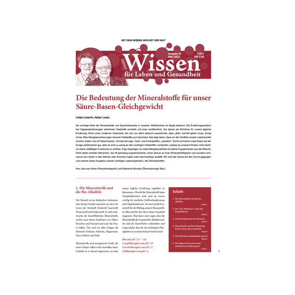 Unser Wissen Nr. 22 - Die Bedeutung der Mineralstoffe für unser Säure-Basen-Gleichgewicht